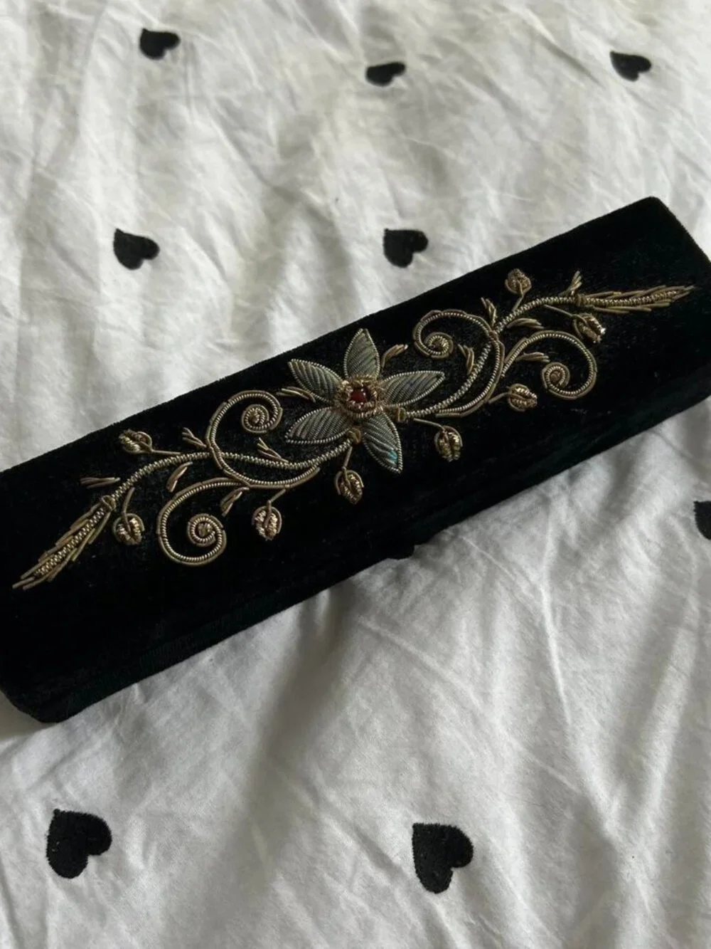 Vintage Black Rectangular Beaded Velvet Zardozi Trinket/ Jewelry Box